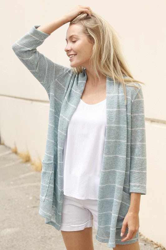 Plus stripe cardigan with pocket